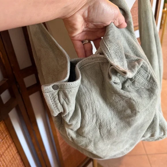 Free People WTF Sun Faded Hobo - Cactus lamb suede - Picture 7 of 14